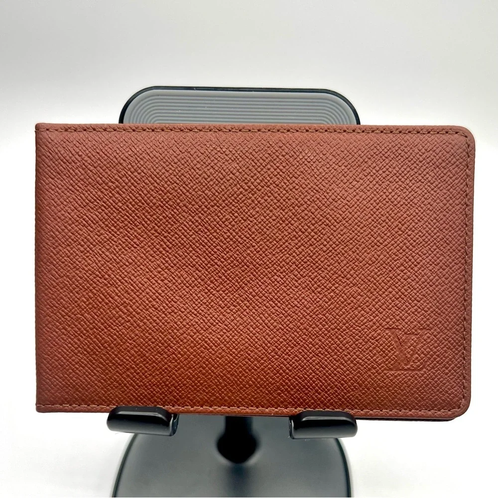 Louis Vuitton Brown Taiga Leather ID Card Holder Wallet